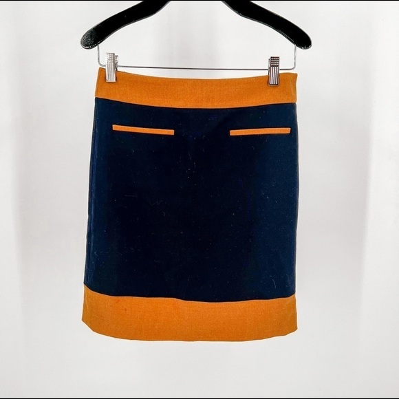 LOFT Women's Color Block Navy Camel Pencil Skirt - Picture 1 of 4